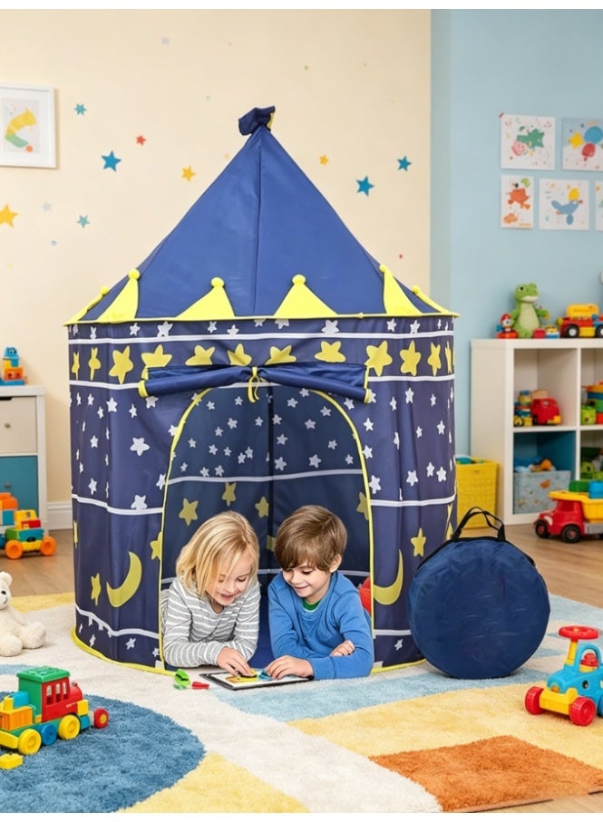 CityRiya-Long Kids Play Tent Star Moon Castle Playhouse for Boys Girls, Indoor Outdoor Pop Up Children Play Tent, Portable Foldable Baby Play House, Large Space Kids Game Tent Gift for Toddlers (RE2117) - Image 3