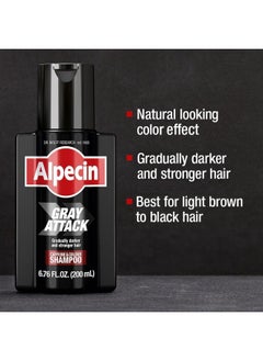Alpecin Alpecin Gray Attack Caffeine & Color Shampoo for Men 6.76 Fl Oz | Gradually Darker and Stronger Hair | Natural Looking Color Effect for Less Grays | Leaves Hair Feeling Stronger  - Image 3