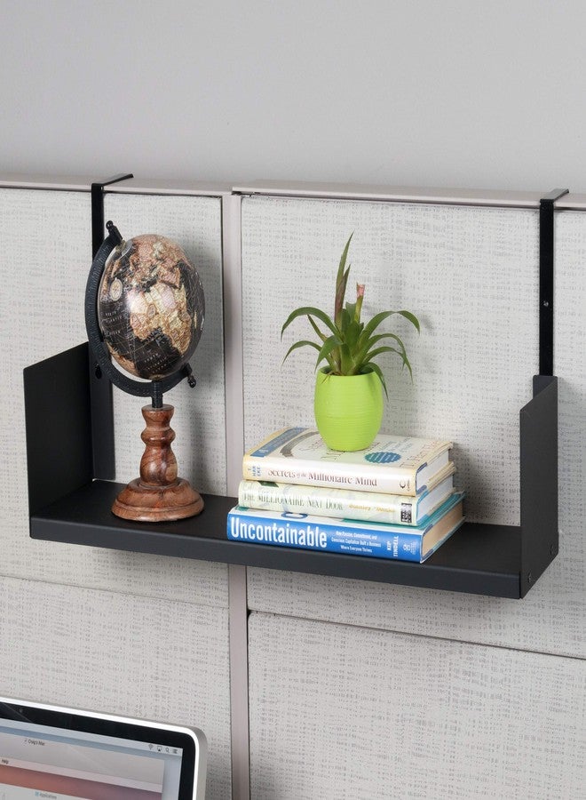 والنيتشر رف تخزين مكعبات Wallniture Libro Cubicle Shelf مقاس 24 بوصة مع خطافات للمكتب المنزلي (أسود) - Image 2