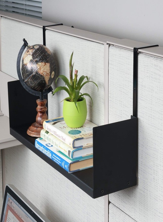 والنيتشر رف تخزين مكعبات Wallniture Libro Cubicle Shelf مقاس 24 بوصة مع خطافات للمكتب المنزلي (أسود) - Image 4