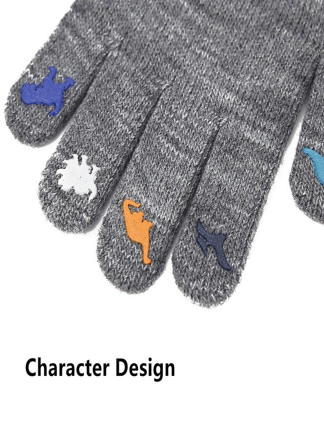 3 Pairs of Cute Dinosaur Gloves for Children, Winter Warm Full Finger Gloves, Suitable for Outdoor and Indoor Use By Boys and Girls - Image 3