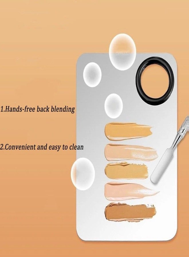 EastyGold Cosmetic Makeup Palette with Spatula Stainless Steel Make Up Mixing Palette for Women Girls Face 4.5 x 2.9 Inches - Image 4
