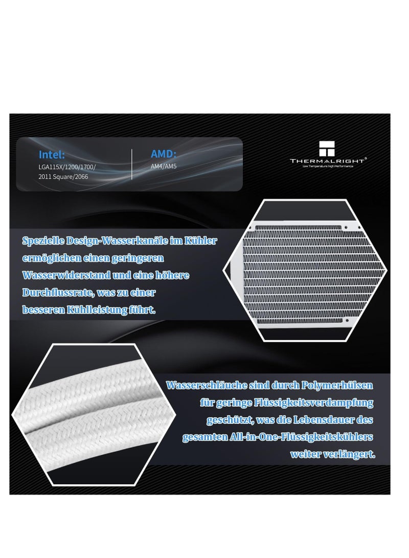 Thermalright Aqua Elite 240 White V3 Dual PWM ARGB Liquid CPU Fan with S-FDB Bearings, PWM Controlled Efficient Pump, for AMD/AM4/AM5, Intel LGA1150/1151/1200/2011/1700(AE240) - Image 3