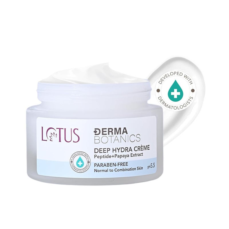 LOTUS HERBALS Lotus Herbals Dermabotanics Peptide Papaya Extract Deep Hydra Cream Boosts Collagen Protects From PreMature Ageing NonIrritating Ph 55 Normal To Combination Skin 50G  - Image 1