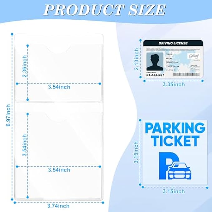 rayihni 3 PCS Car Permit Holders Parking Permit Holders Insurance Document Holder 2 Pocket Windscreen Card Holder Clear Pvc Self Adhesive Easy To Install Replace Suitable For Car Van Truck - Image 3