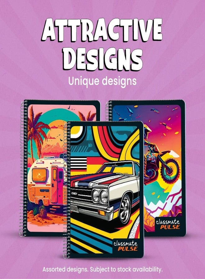 Classmate Pulse Single Subject Spiral Notebook - Pack of 4 | Unruled | 200 Pages | 24.0cm x 18.0cm | Attractive Cover Designs | Soft Cover |Notebooks for College Students - Image 4