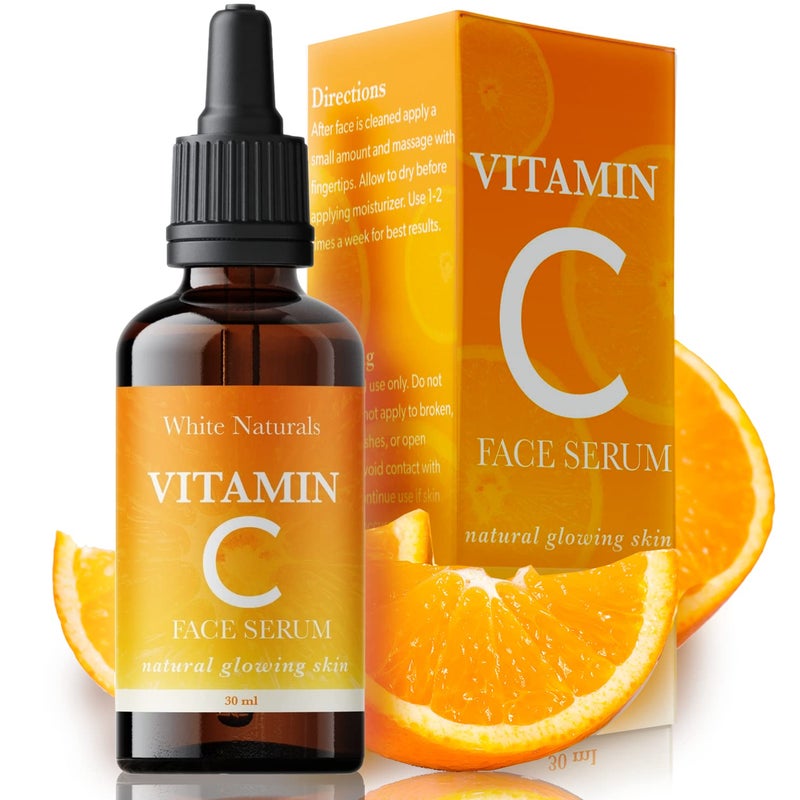 White Naturals Pure Vitamin C Facial Serum Anti Aging Face  Eye Serum Hydrating Reduce Dark Spots Fine Lines Wrinkles and Sun Damage Brightening Serum for Glowing Skin 