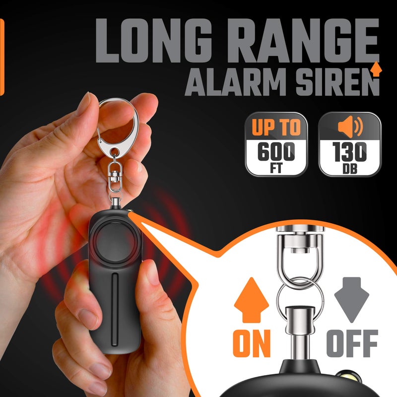 WETEN Personal Alarm Keychain for Women Self Defense - Loud Safety Whistle Alert Device with LED Light – 130 dB Emergency Security Handheld Siren Key Chain by WETEN, Black - Image 2