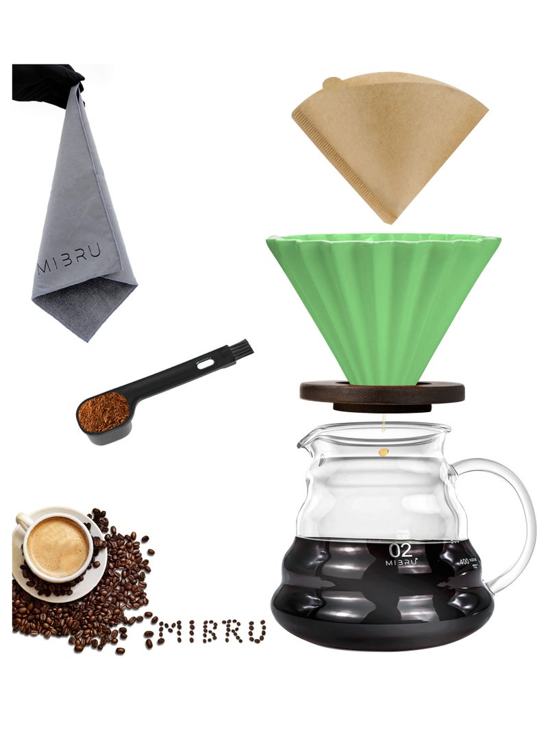 ميبرو مجموعة تقطير ادوات آلة القهوة المختصة V60 تحتوي على 5 قطع صب فوق القهوة بالتنقيط والتقطير - Image 1