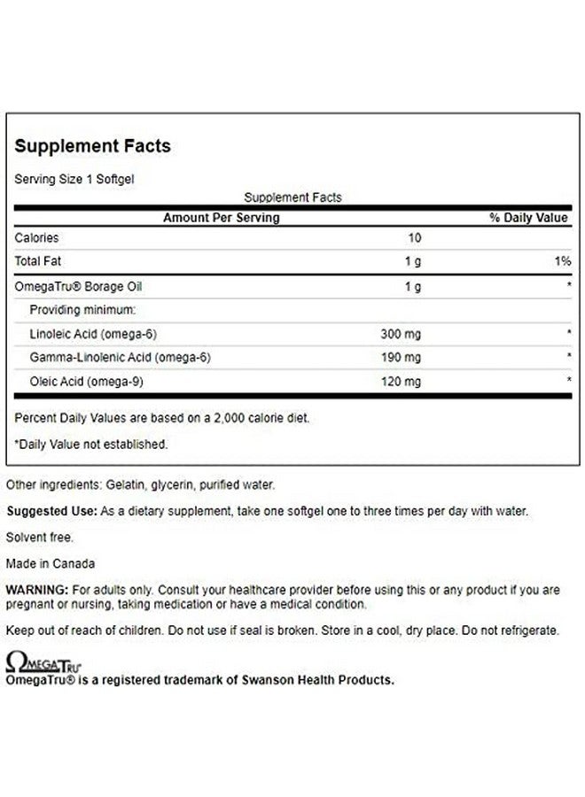 SWANSON Borage Oil Gla (Omegatru) 1000 Milligrams 60 Sgels - Image 4
