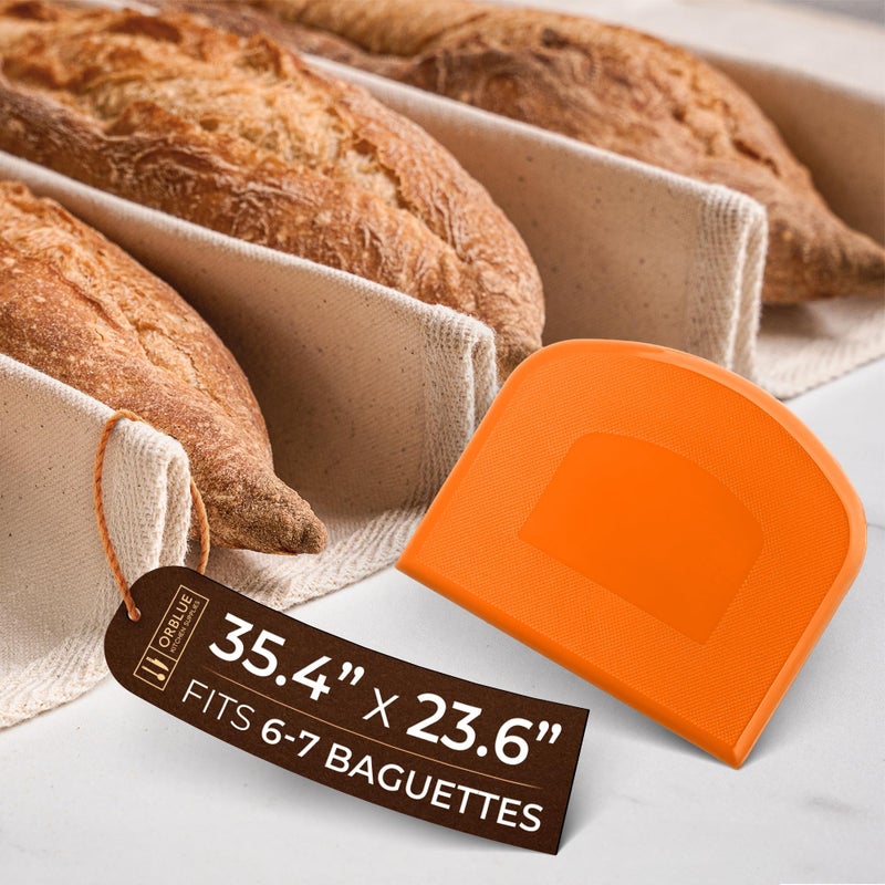 Orblue Bakers Couche and Proofing Cloth, 100% Cotton Fabric for Bread Dough Baking, Shaping Tool for Baguettes, Loaves, Ciabatta, Bread Couche 35.4 x 23.6 Inches - Image 1