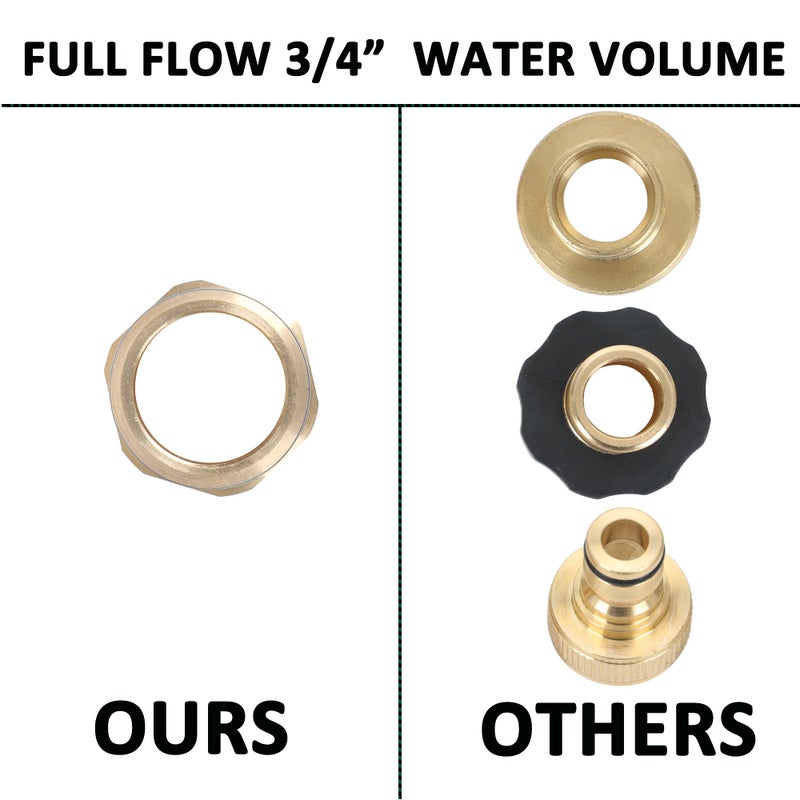 STYDDI 3/4-inch Full Flow Super Heavy Duty Hose Quick Connect Fittings, Lead-free Brass Full Port Garden Hose Quick Connector Coupler, 3/4â€ GHT High-Volume Hose Quick Release Adapter Set - Image 4