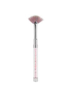 Brrnoo Fan Shape Nail Brush Nylon Hair Rhinestone Handle Nail Powder Remover Manicure Brush Rhinestone Handle Dust Glitter Powder Remover Pen Nail Art Drawing Pen Liner Brush  - Image 1