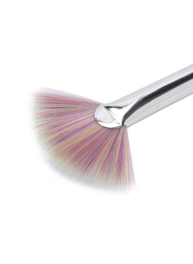 Brrnoo Fan Shape Nail Brush Nylon Hair Rhinestone Handle Nail Powder Remover Manicure Brush Rhinestone Handle Dust Glitter Powder Remover Pen Nail Art Drawing Pen Liner Brush - Image 2