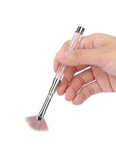 Brrnoo Fan Shape Nail Brush Nylon Hair Rhinestone Handle Nail Powder Remover Manicure Brush Rhinestone Handle Dust Glitter Powder Remover Pen Nail Art Drawing Pen Liner Brush  - Image 4