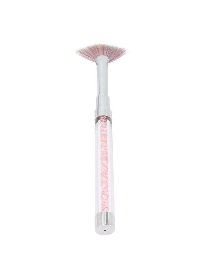 Brrnoo Fan Shape Nail Brush Nylon Hair Rhinestone Handle Nail Powder Remover Manicure Brush Rhinestone Handle Dust Glitter Powder Remover Pen Nail Art Drawing Pen Liner Brush - Image 5