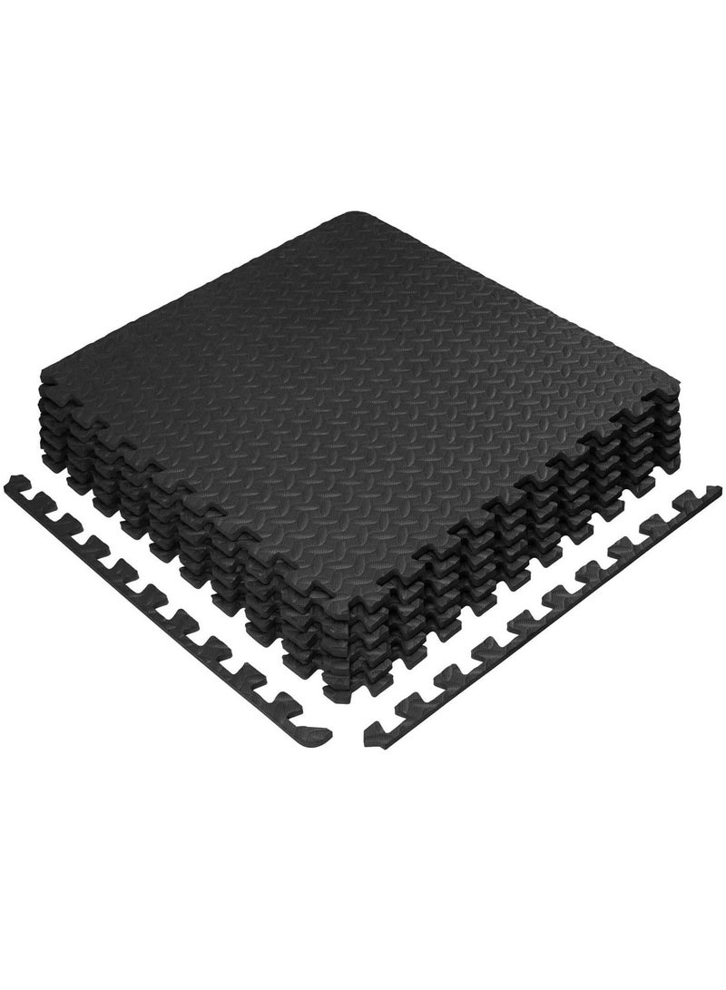 WAMBORY Black Foam Floor Mat Set 6Pcs 60X60Cm 1Cm Thick - Image 1