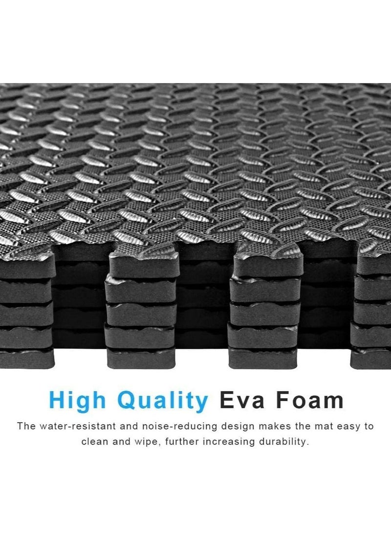WAMBORY Black Foam Floor Mat Set 6Pcs 60X60Cm 1Cm Thick - Image 5