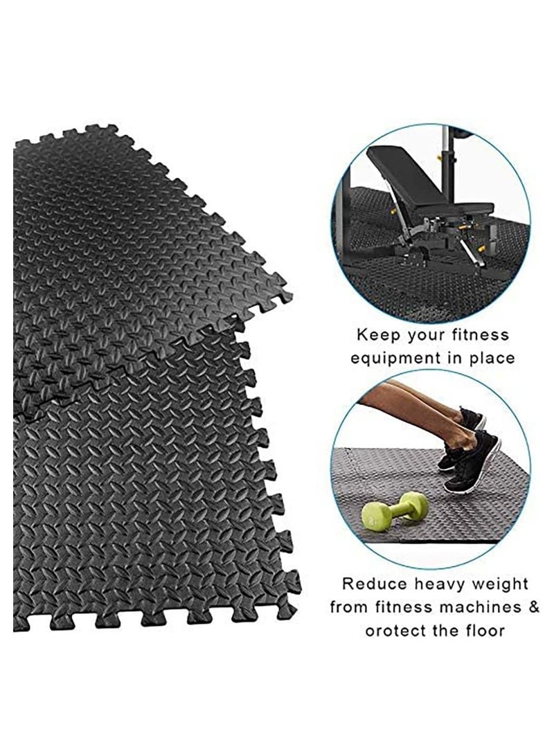 WAMBORY Black Foam Floor Mat Set 6Pcs 60X60Cm 1Cm Thick - Image 3