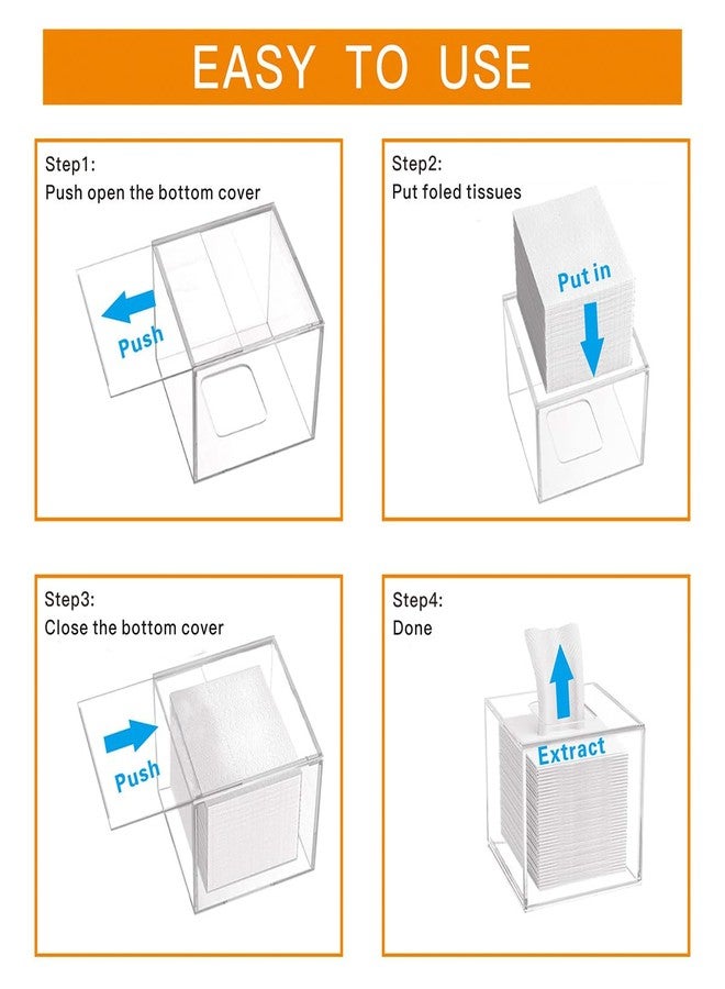 Beiyier Clear Acrylic Square Tissue Box Cover 4.7x4.7x5.5'', Napkin Organizer, Dispenser Tissue Holder, Suitable for Bathroom, Bedroom, Dressing Table, Countertop, Dining Table, Desk （2 Pack） - Image 4