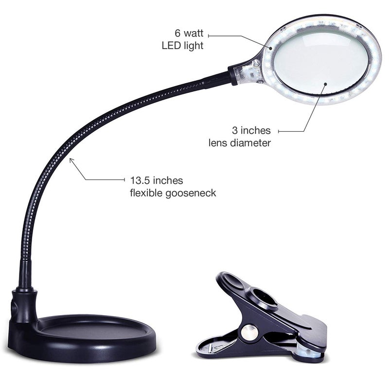 Brightech LightView Pro Flex 2 in 1 Magnifying Desk Lamp, 2.25x Light Magnifier, Adjustable Magnifying Glass with Light for Crafts, Reading, Close Work - Image 2