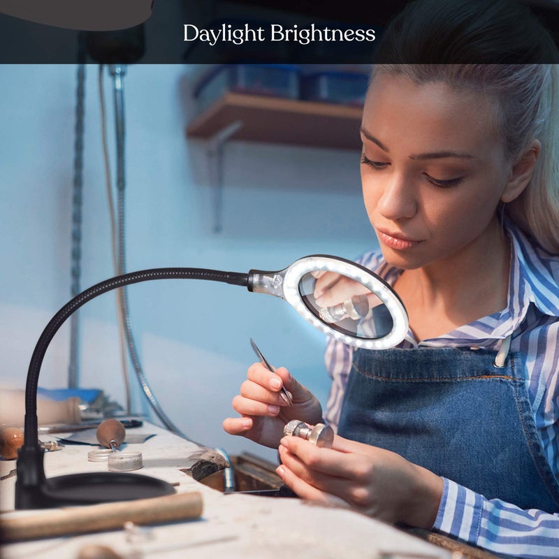 Brightech LightView Pro Flex 2 in 1 Magnifying Desk Lamp, 2.25x Light Magnifier, Adjustable Magnifying Glass with Light for Crafts, Reading, Close Work - Image 5