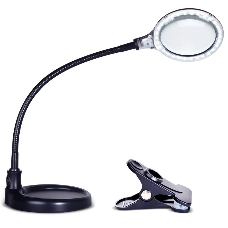 Brightech LightView Pro Flex 2 in 1 Magnifying Desk Lamp, 2.25x Light Magnifier, Adjustable Magnifying Glass with Light for Crafts, Reading, Close Work - Image 1