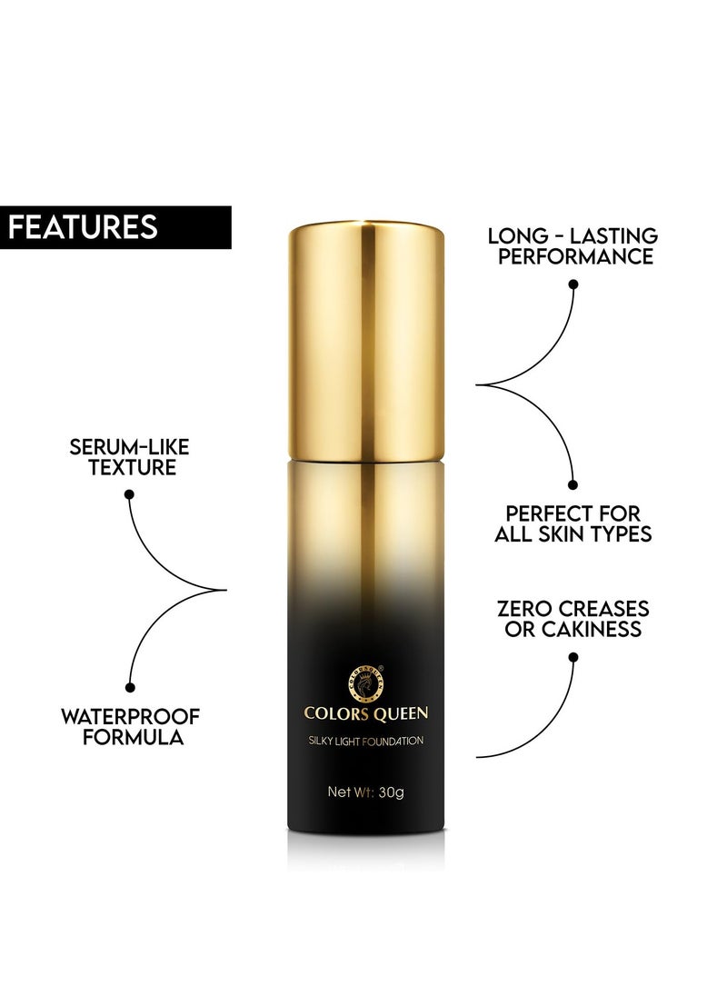 COLORS QUEEN silky light foundation 30g lightweight liquid dewy finish weightless full coverage long lasting for face makeup 02 Rose Blush  - Image 5