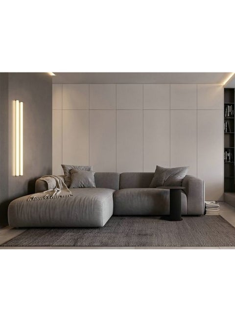 Swedish Wood and Linen L-Shape Sofa - Grey
