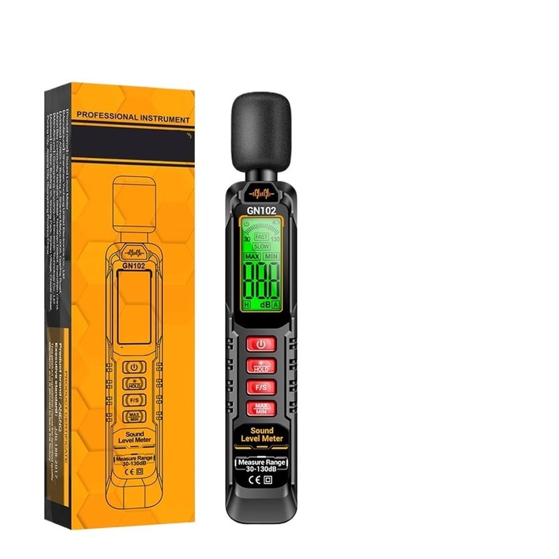 GN102 كاشف الضوضاء عالي الدقة 30-130 ديسيبل مقياس مستوى الصوت مع تثبيت البيانات غطاء مقاوم للرياح - Image 2