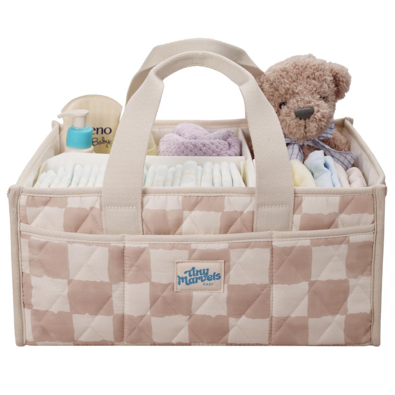 Tiny Marvels Diaper Caddy Organizer for New Parents, Baby Diaper Caddy with Water-Resistant Fabric, Structured Diaper Caddy Basket for Nursery, Car & Travel - Image 1