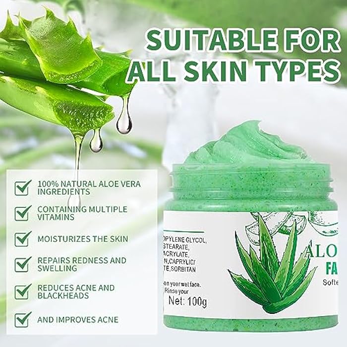 IREV Aloe Vera Facial Scrub & Cleanser - Exfoliating Face Wash for Blackheads & Acne - Image 3