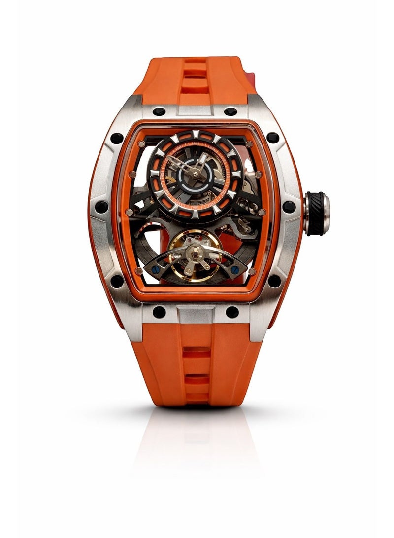 TOMRICH Phantom Skeleton Automatic Watch for Men – Luxury Tonneau Dial, Orange Silicone Strap, Stainless Steel Case, 3ATM Water Resistant - Image 1