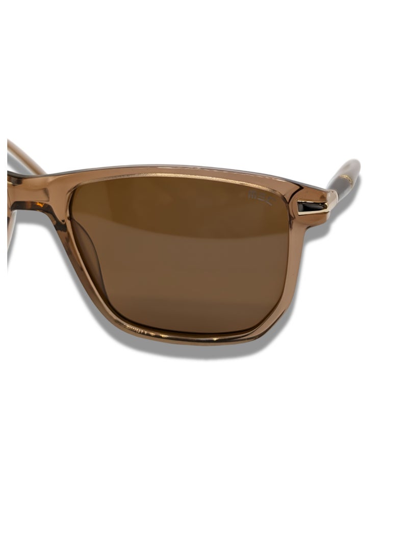 إم إي سي نظارات شمسية مستطيلة MB23016-C2 للرجال والنساء - إطار بني شفاف، عدسات بنية مستقطبة، نظارات كلاسيكية للحماية من الأشعة فوق البنفسجية - Image 3