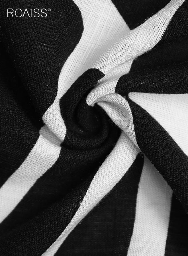 roaiss Women's Professional Zebra Black Floral Jumpsuit Ladies Modest V-Neck Sleeveless Vest Adjustable Waistband Long Pants Breathable Back Zipper One-Piece Jumpsuit for Office Elegant Polished Look - Image 5