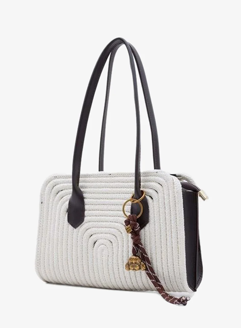 Shule Bags  Giorno Charm Straw Shoulder Bag Cream for Women | Best Price UAE
