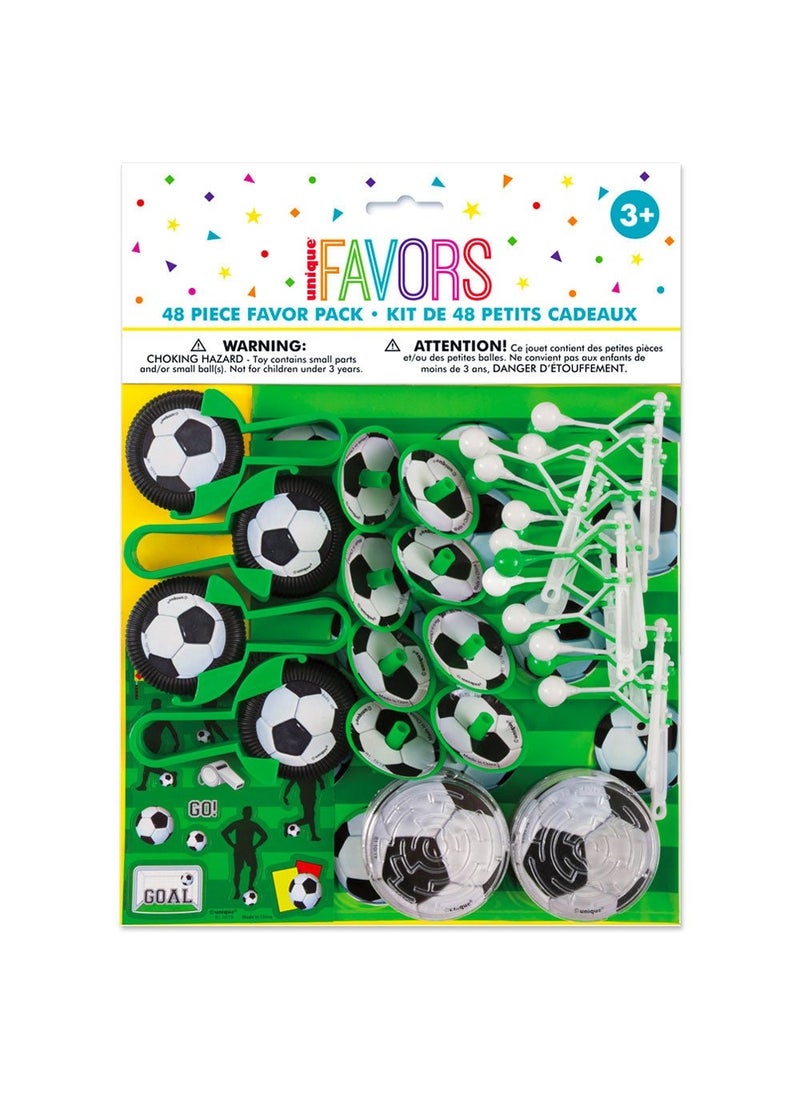 Unique Football Party Toys White Green Plastic 48-Pack Mix