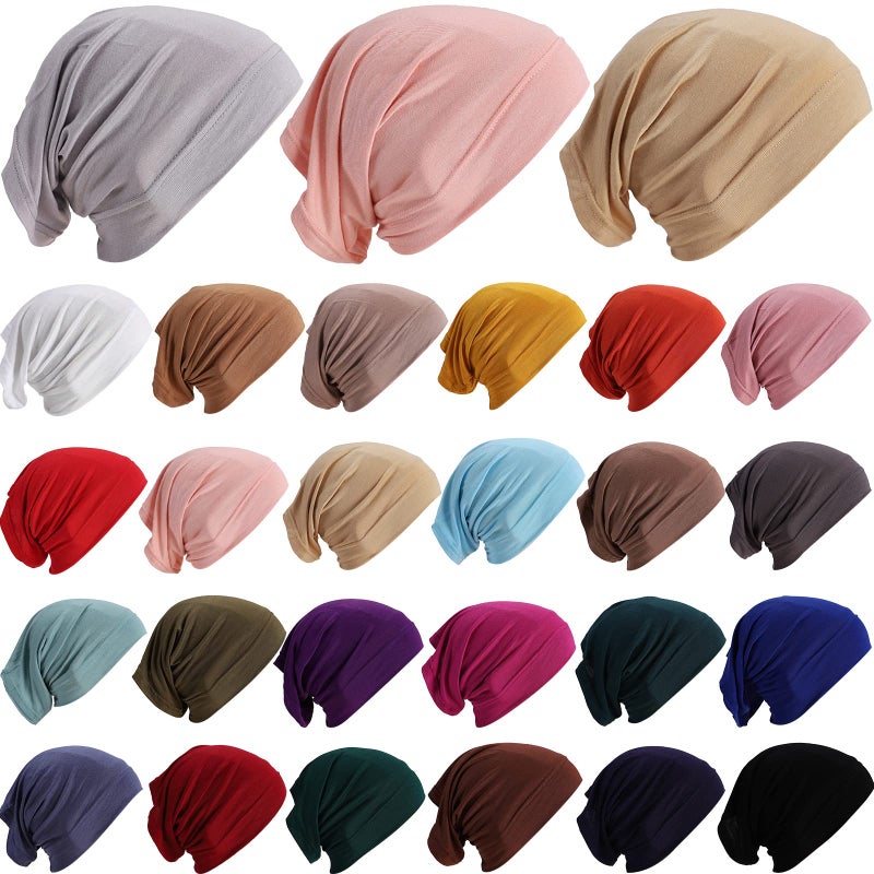 JenPen 25 Pcs Under Scarf Hijab Cap Unisex Dreadlock Cap Women Stretch Under Caps Solid Color Under Scarf Woman Hijab Hats, 25 Colors - Image 1