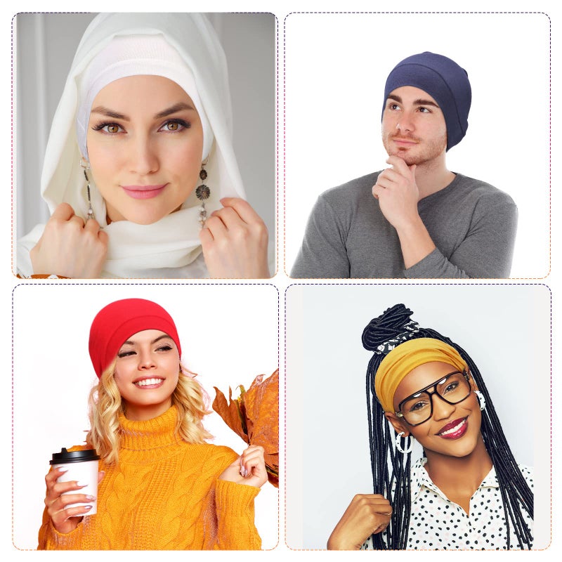 JenPen 25 Pcs Under Scarf Hijab Cap Unisex Dreadlock Cap Women Stretch Under Caps Solid Color Under Scarf Woman Hijab Hats, 25 Colors - Image 3