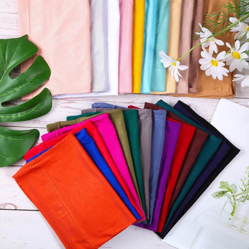JenPen 25 Pcs Under Scarf Hijab Cap Unisex Dreadlock Cap Women Stretch Under Caps Solid Color Under Scarf Woman Hijab Hats, 25 Colors - Image 4