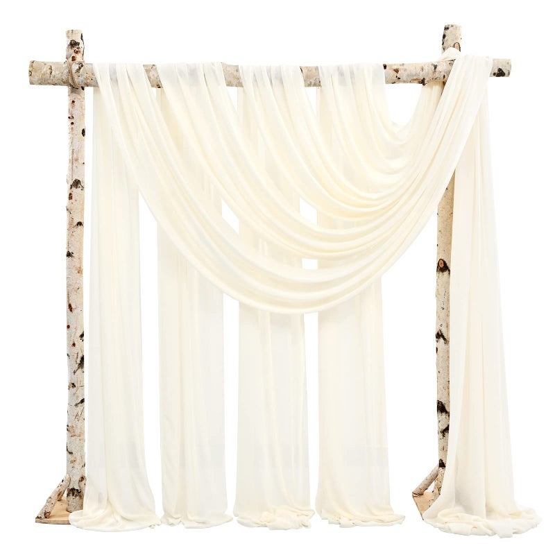 Showgeous زفاف القوس اللف من النسيج 12 لوحات 28 "" x20ft العاج الستائر لحفل الشيفون النسيج شيف الشجر الزخارف استقبال الستائر الخلفية - Image 2
