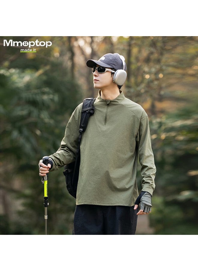 MMOPTOP Mmoptup Upf40+ Outdoor Quick-dry T-shirt, Autumn And Winter Men's Fitness Fishing Moisture-wicking Sun Protection Long Sleeve, Mtx03 Army Green L - Image 5