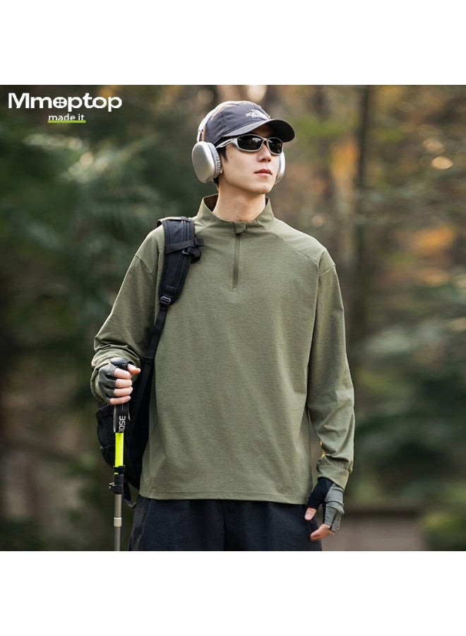 MMOPTOP Mmoptup Upf40+ Outdoor Quick-dry T-shirt, Autumn And Winter Men's Fitness Fishing Moisture-wicking Sun Protection Long Sleeve, Mtx03 Army Green L - Image 2