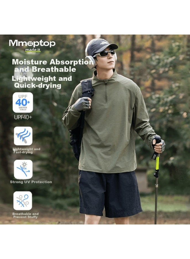 MMOPTOP Mmoptup Upf40+ Outdoor Quick-dry T-shirt, Autumn And Winter Men's Fitness Fishing Moisture-wicking Sun Protection Long Sleeve, Mtx03 Army Green L - Image 1