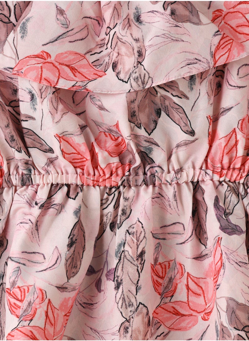 Jelliene Girls Pink Floral Off-Shoulder Dress  - Image 3