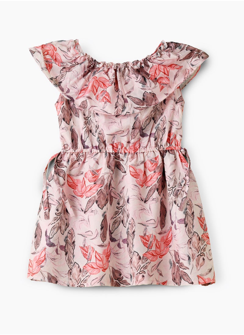 Jelliene Girls Pink Floral Off-Shoulder Dress  - Image 2