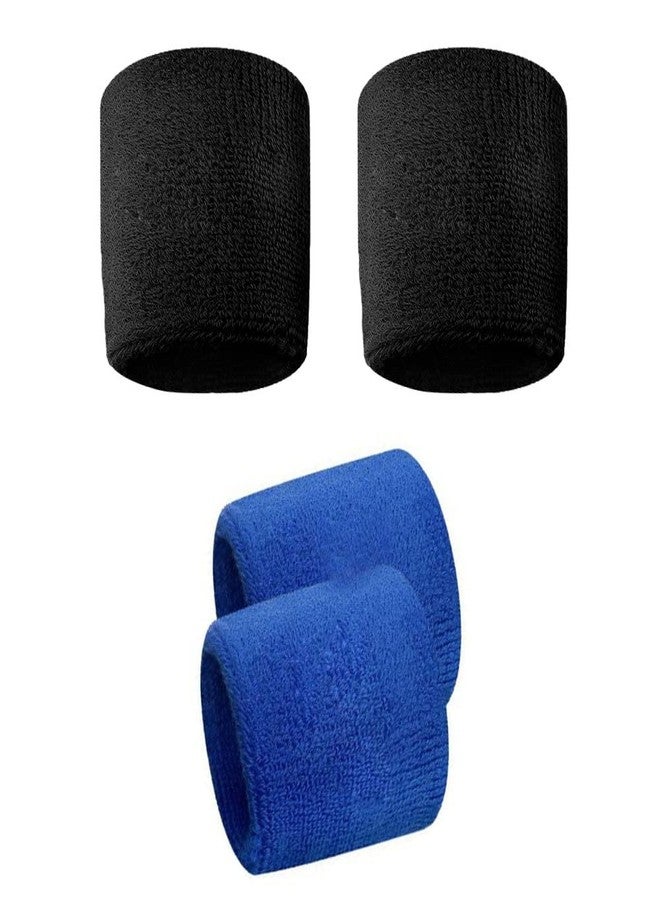 DRAUSS Pack of 4 All-Weather, Washable Black and Blue Sports Wristbands for Your Active Lifestyle - Keep Your Stuff Safe and Secure Anytime, Anywhere! - Image 1