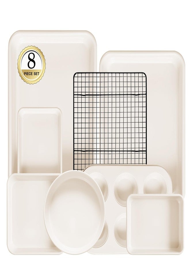 Howasai Bakeware Set - Stackable Carbon Steel Baking Set, 8 Piece Nonstick Baking Pan Set with Muffin Pan, Cookie Sheet, Cake Pan, Roasting Pan, Cooling Rack, Essential Baking Supplies for Kitchen Home Baking - Image 1