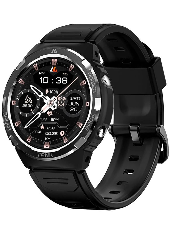 KOSPET 300 mAh Tank Smartwatch With Bluetooth Calling Aluminum Alloy And Stainless Steel Dial Always On Display By Corning Gorilla Glass Black - Image 1