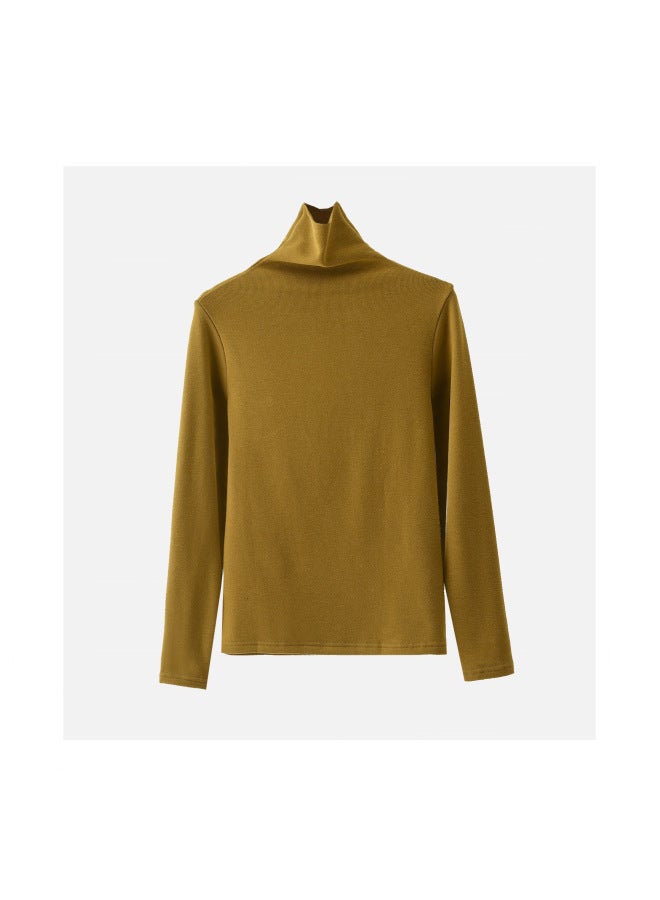 Qingdao Autum New Casual Versatile Silk Protein Thickeneded Half Turtleneck Bottoming Shirt Fashionable Long Sleeves Can Be Worn Outside